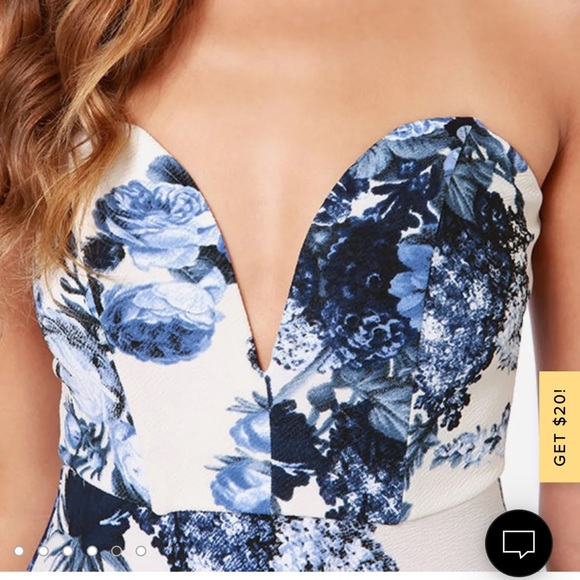 All Good Things Strapless Blue and Floral Dress - Picture 3 of 4